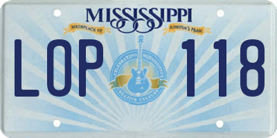 MS license plate LOP118