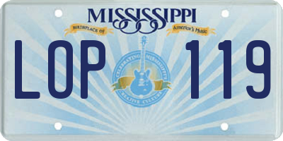 MS license plate LOP119