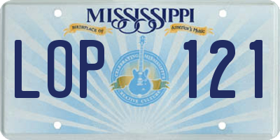 MS license plate LOP121