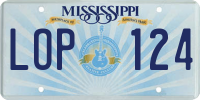 MS license plate LOP124