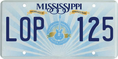 MS license plate LOP125