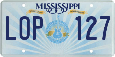 MS license plate LOP127