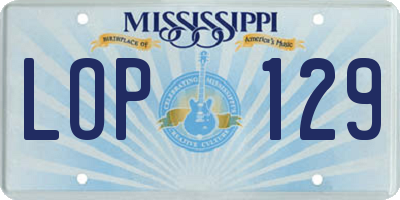 MS license plate LOP129