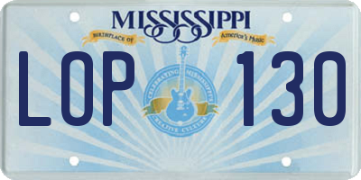 MS license plate LOP130