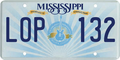MS license plate LOP132