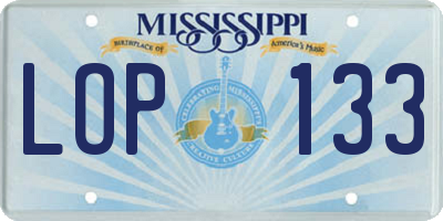 MS license plate LOP133