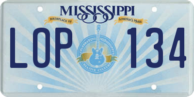 MS license plate LOP134