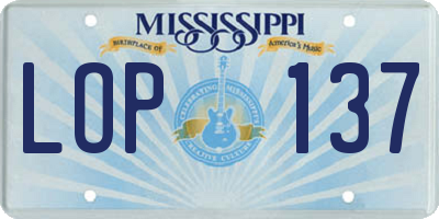 MS license plate LOP137