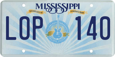 MS license plate LOP140