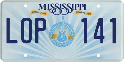 MS license plate LOP141