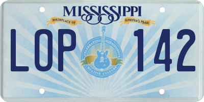 MS license plate LOP142