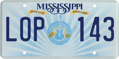 MS license plate LOP143