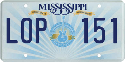 MS license plate LOP151