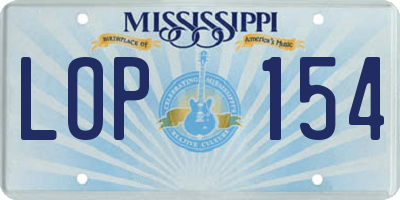 MS license plate LOP154