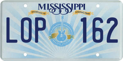 MS license plate LOP162