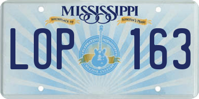 MS license plate LOP163