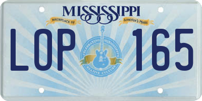 MS license plate LOP165