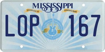 MS license plate LOP167