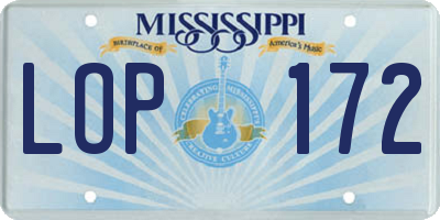 MS license plate LOP172
