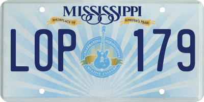 MS license plate LOP179