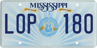 MS license plate LOP180