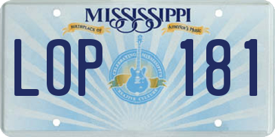MS license plate LOP181