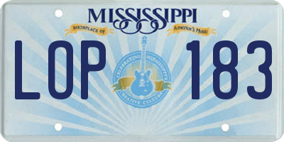 MS license plate LOP183