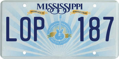 MS license plate LOP187