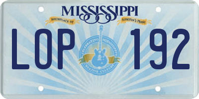 MS license plate LOP192