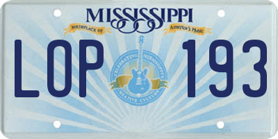 MS license plate LOP193