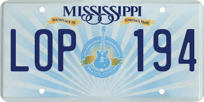 MS license plate LOP194