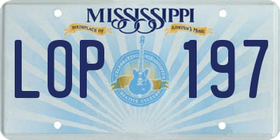 MS license plate LOP197