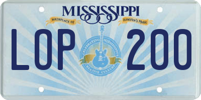 MS license plate LOP200