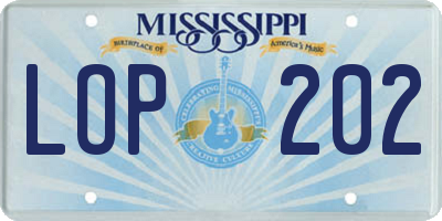 MS license plate LOP202