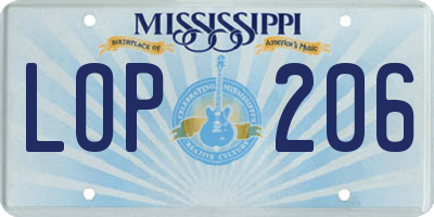MS license plate LOP206