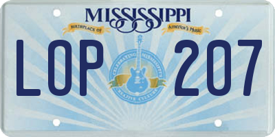 MS license plate LOP207