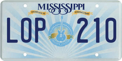 MS license plate LOP210