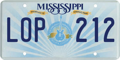 MS license plate LOP212
