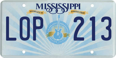 MS license plate LOP213
