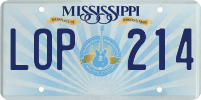 MS license plate LOP214