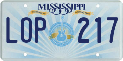 MS license plate LOP217