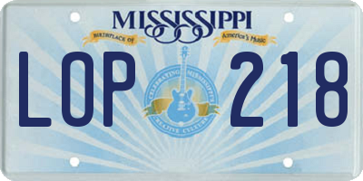 MS license plate LOP218