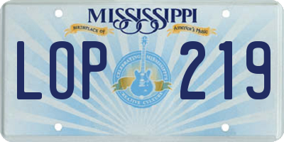 MS license plate LOP219
