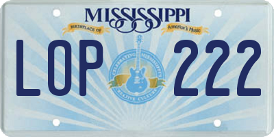 MS license plate LOP222