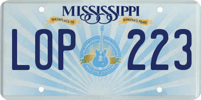 MS license plate LOP223