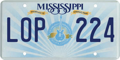 MS license plate LOP224