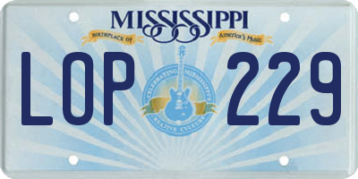 MS license plate LOP229