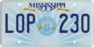 MS license plate LOP230