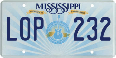 MS license plate LOP232