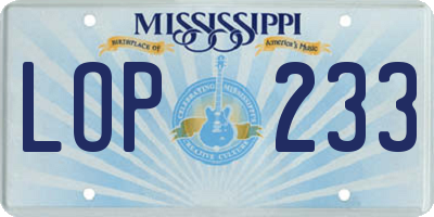 MS license plate LOP233